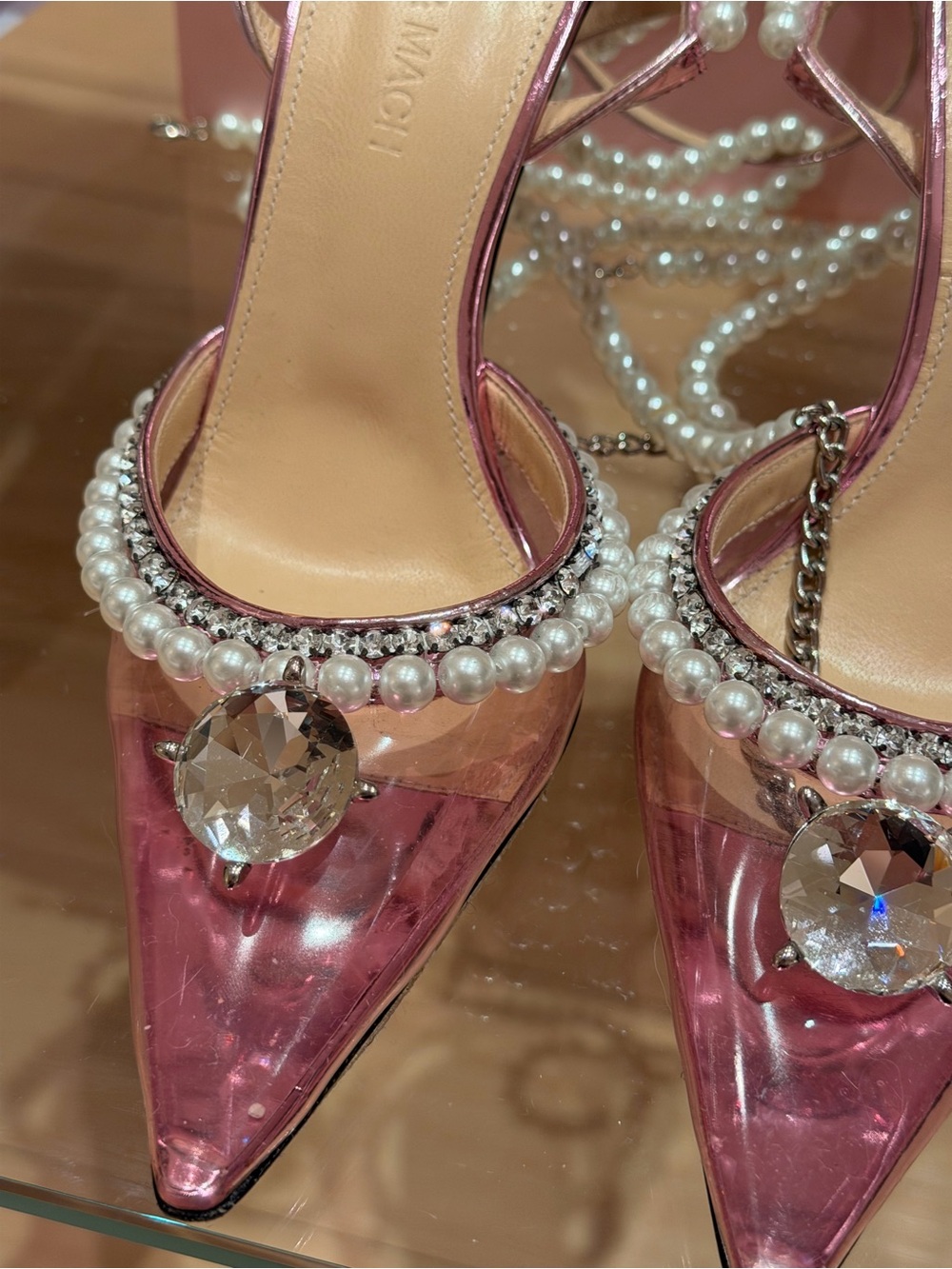 MACH & MACH Diamond of Elizabeth pink Pearl & Crystal PVC size 36 - Picture 2 of 8
